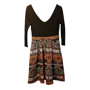 Anthropologie maeve boh paisley deep v dress size 6